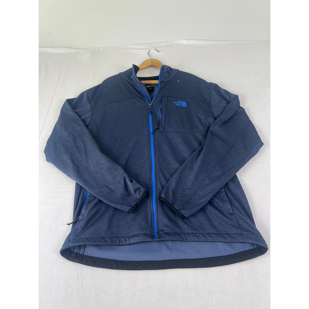 The North Face Full Zip Fleece Jacket Mens‎ XXL Blue Good Heathered Mock Neck
